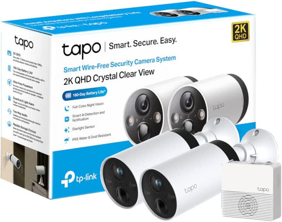 TP-Link Tapo 2K QHD Wireless Outdoor Security Camera, 2-Cam with Hub included