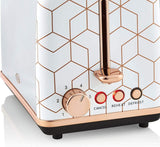 Swan Tribeca 2 slice Toaster in White, Rose Gold Accents, High lift function